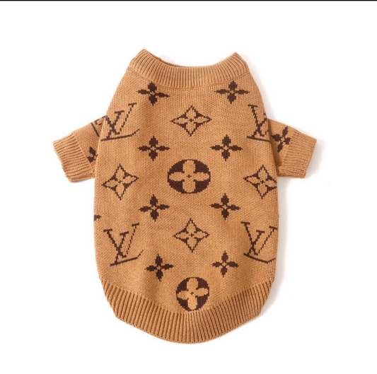 Woofy Vuitton Brown Dog Jumper