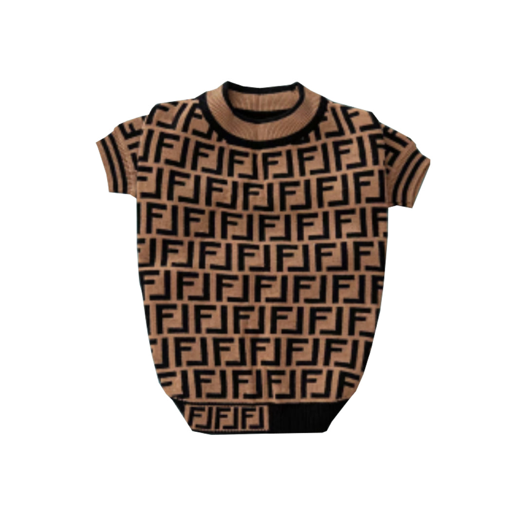 Furendi Pattern Brown Dog Jumper