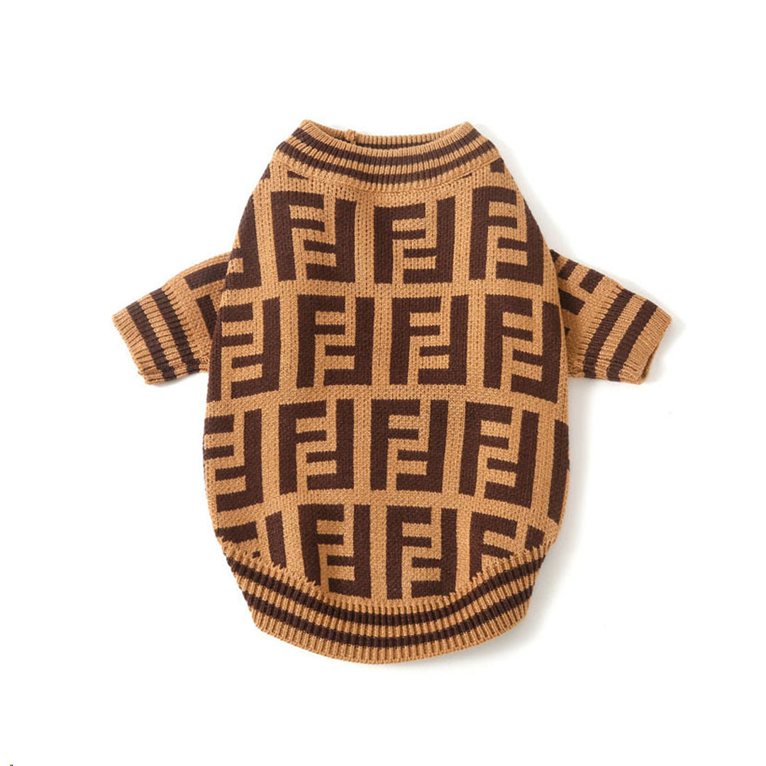 Furendi Pattern Inverse Brown Dog Jumper