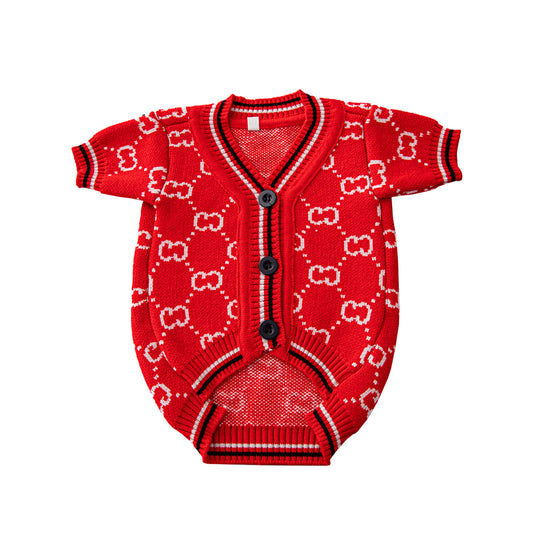 Pucci Red Buttoned Dog Cardigan