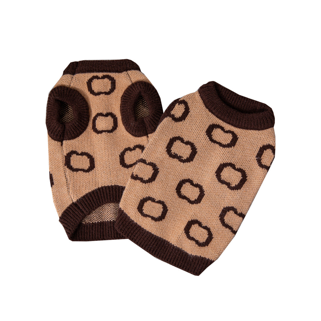 OO Brown Patterned Sleeveless Sweater