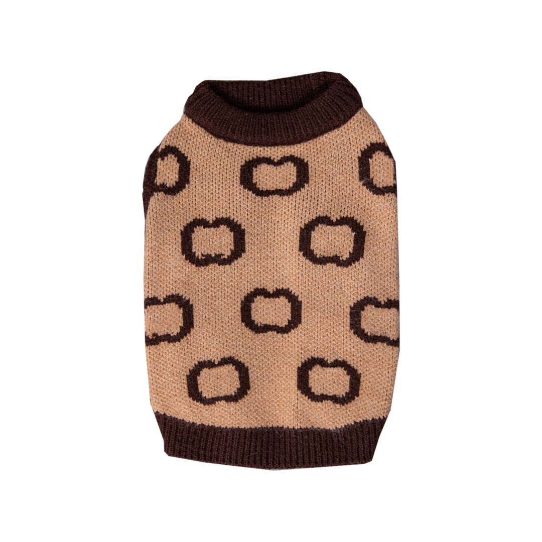 OO Brown Patterned Sleeveless Sweater