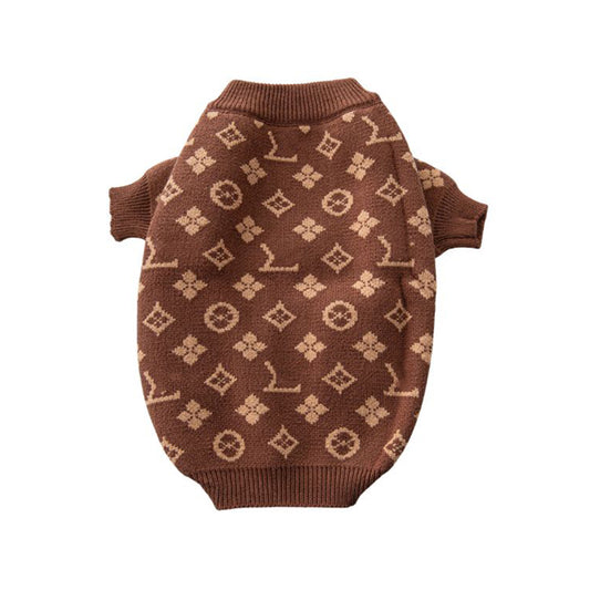 Woofie Vuitton Brown Dog Jumper